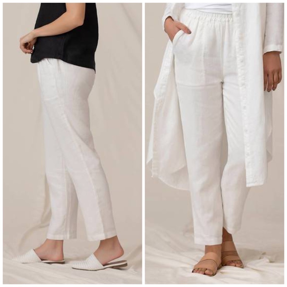 Sympli Linen Narrow Pants in White Lagenlook Coastal Grandma X-Small